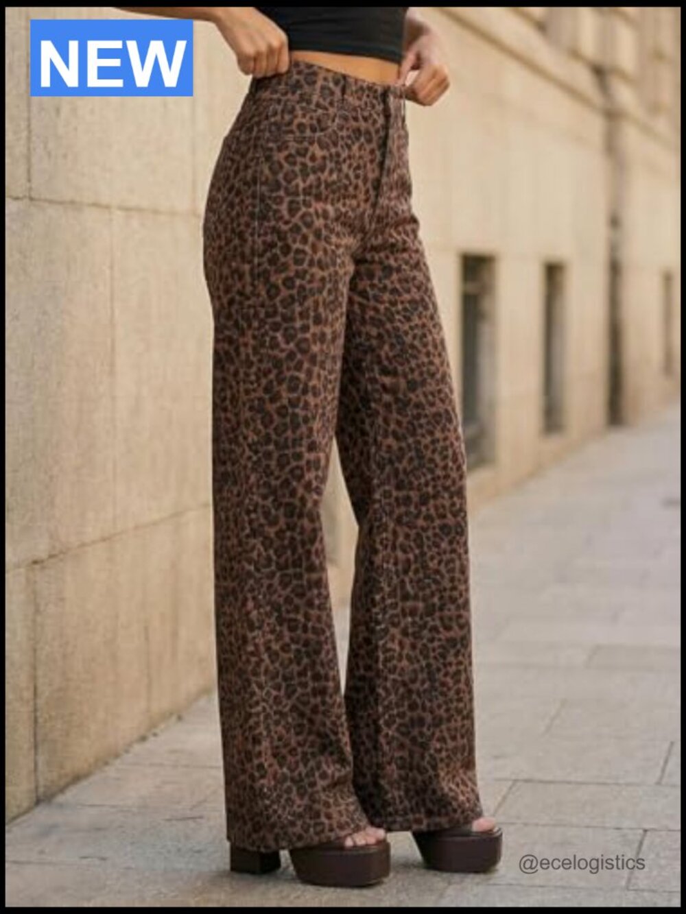 Wide Leg High Waisted Baggy Stretchy Denim Pants with Pockets - Picture 3 of 6